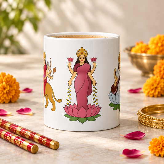 Divine Mother mug with dandiya styling