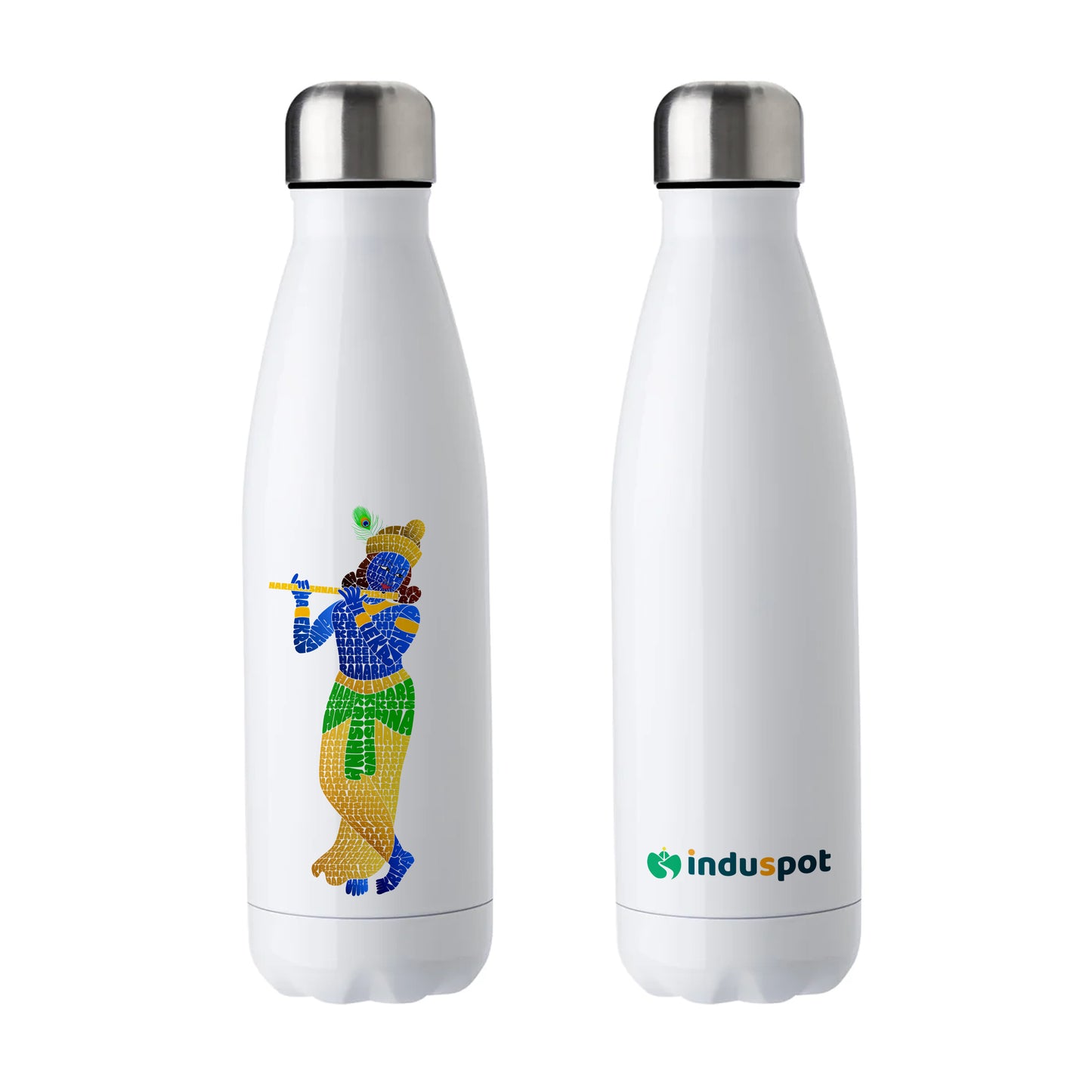 Hare Krishna Insulated Water Bottle | Hindu Devotional Stainless Steel Bottle