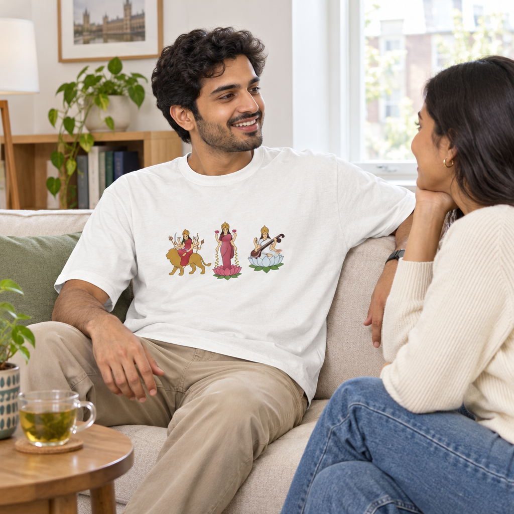 Divine Mother unisex tee living-room lifestyle