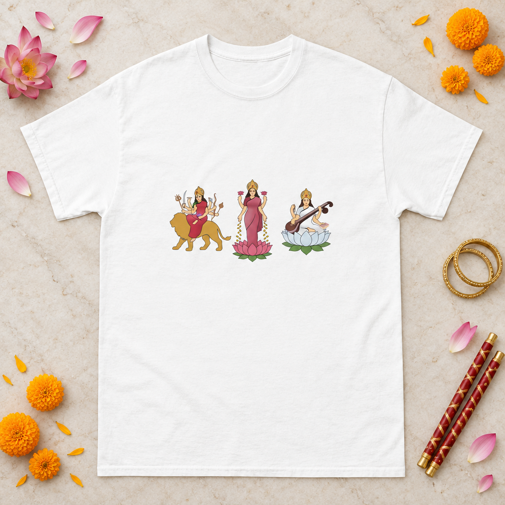 Divine Mother unisex tee themed flat-lay