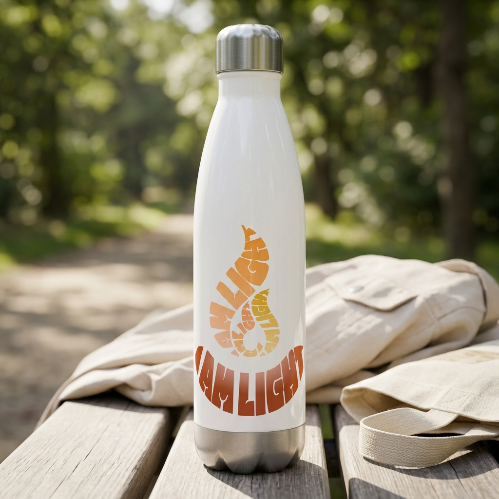 I Am Light white water bottle at the park